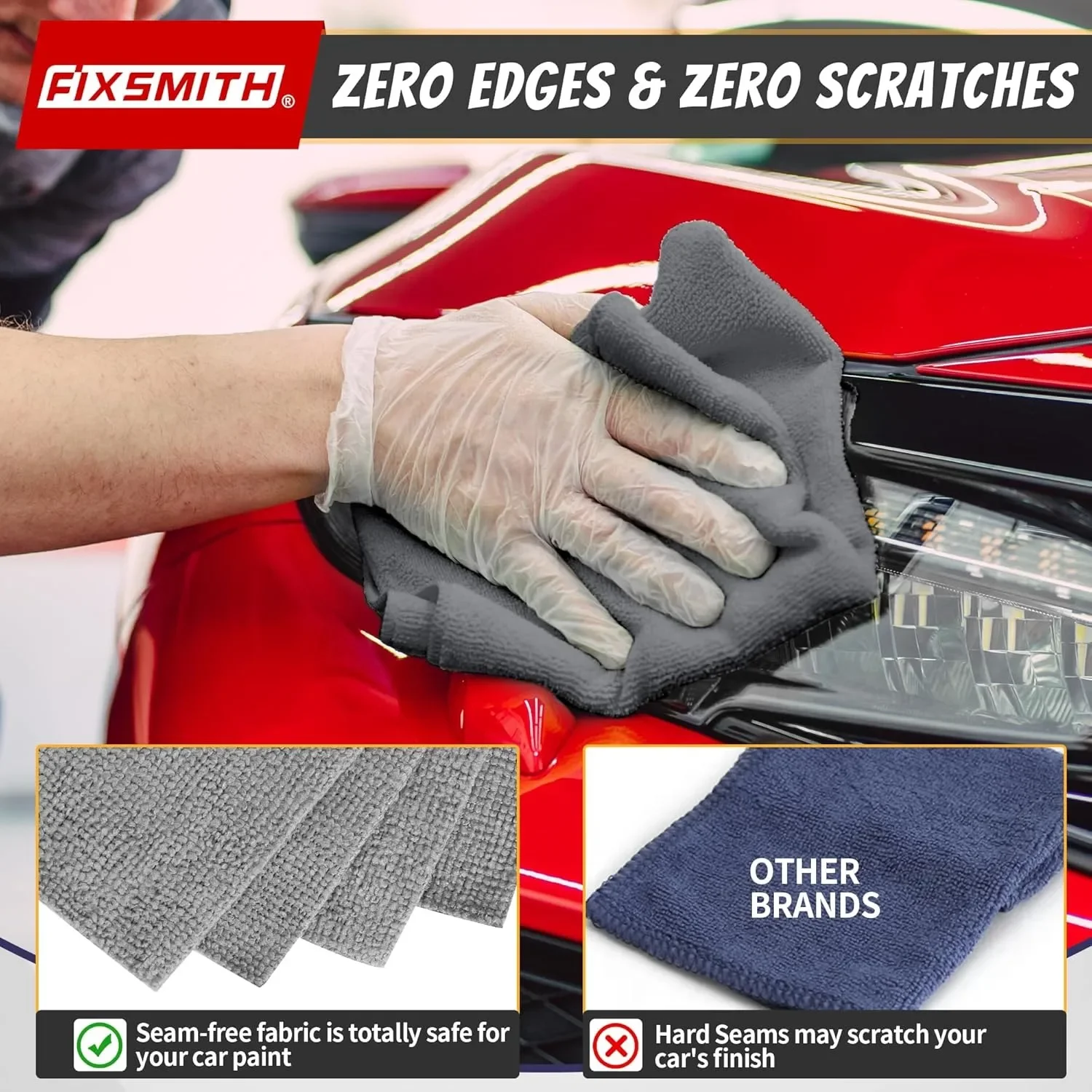 厚手のマイクロファイバークリーニングクロス、糸くずの出ないバイク用クリーニングタオル、再利用可能なクリーニングタオル、車の窓用吸水性タオル