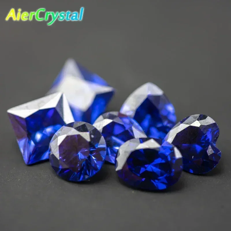 Blauer Saphir, loser Edelstein, Schmuck zum Selbermachen, blauer Edelstein, Schmuck, Halskette, Ring, perfekter Kreis, DIY eingelegt