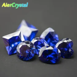 Blue Sapphire Loose Gemstone Jewelry Diy Blue Gem Stone of Jewellery Necklace Ring Perfect Circle DIY Inlaid