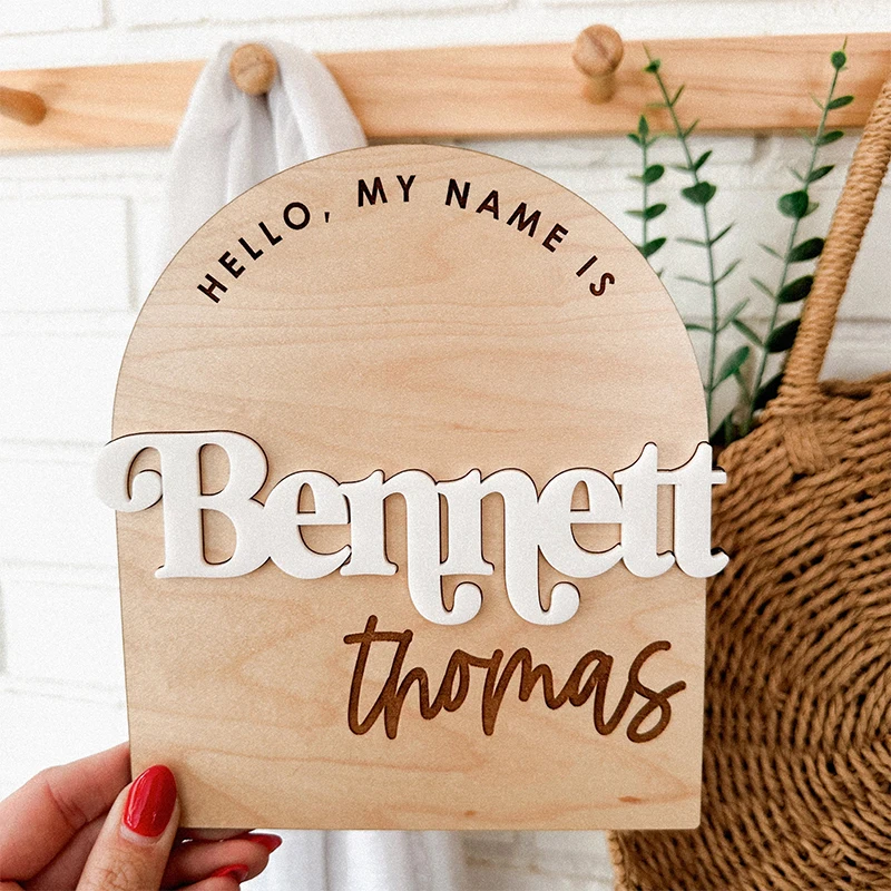 Hola, mi nombre es, letrero con nombre del bebé, anuncios personalizados para recién nacidos, regalos para Baby Shower, anuncios de nacimiento personalizados