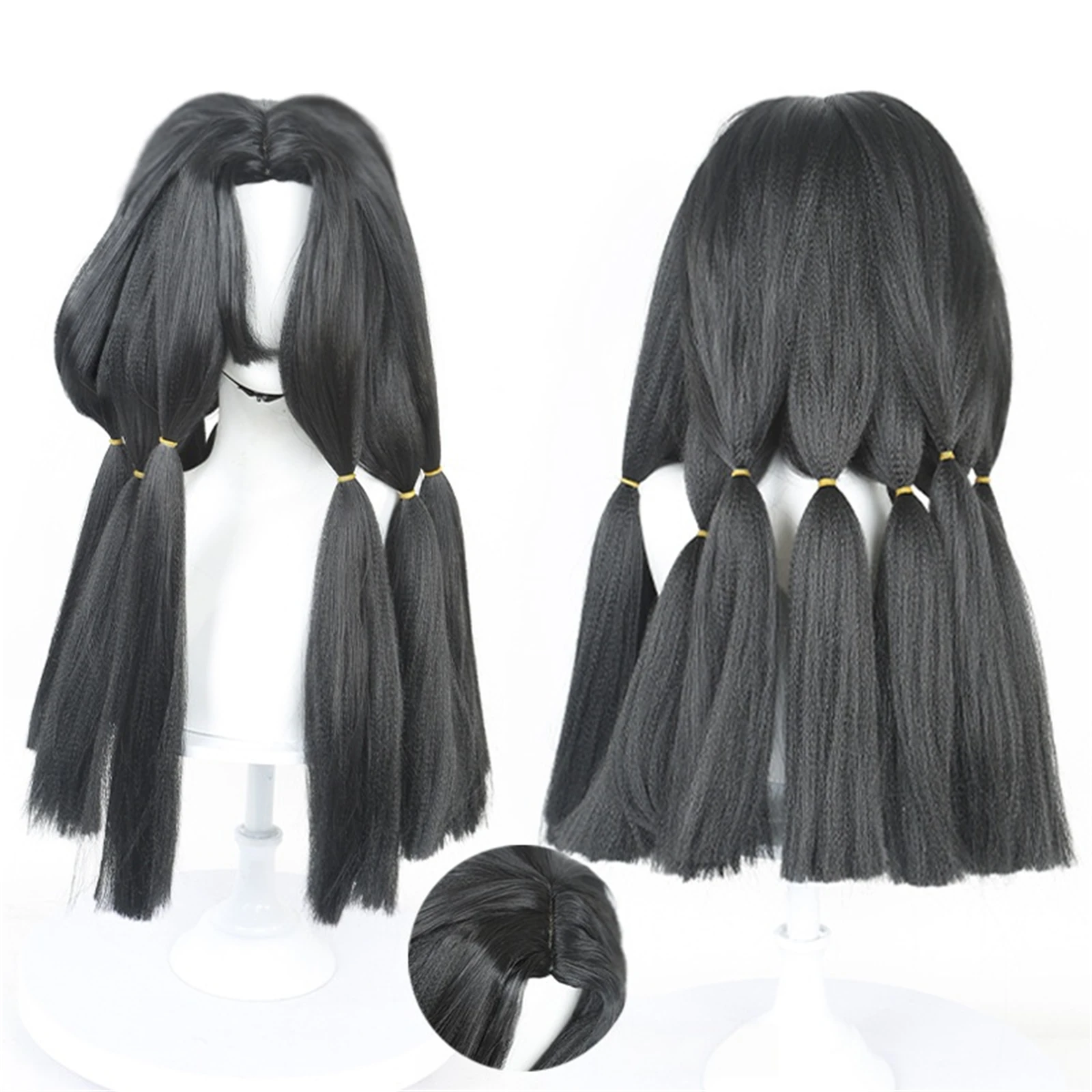 

Jabber Wonger Cosplay Wig Anime Men Women Black Long Braided Wig With Small Ponytails Resistant Synthetic Hair Wig For Halloween