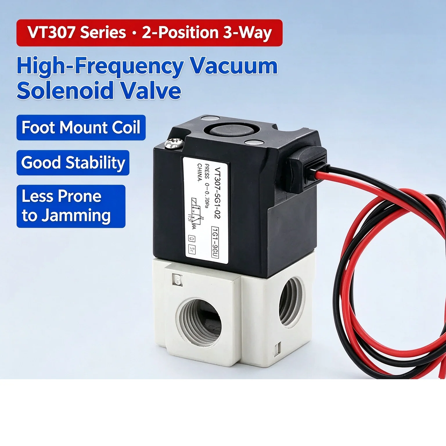 VT307/VT307V 3-Way Pneumatic High Frequency Solenoid Valve Vacuum Valve 1/8' 1/4' Thread 12V 24V 220V - Vacuum Control Valve