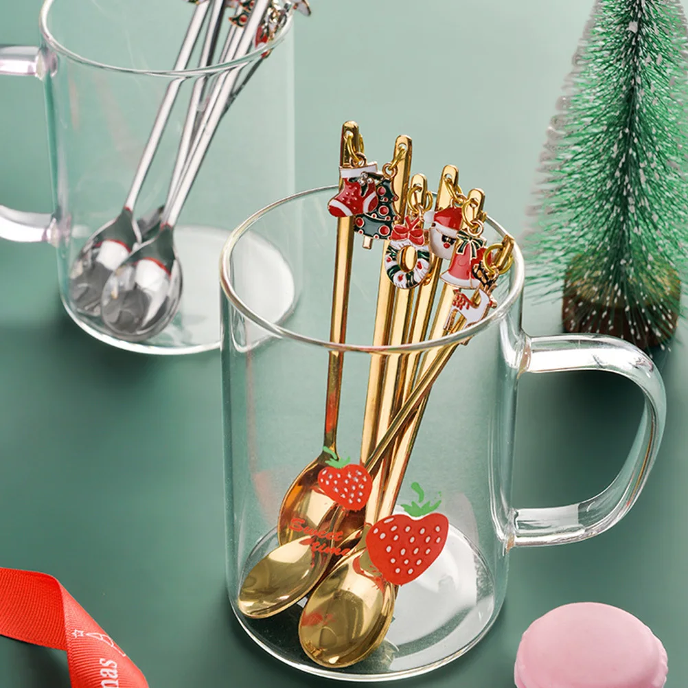 

1Set Dessert Spoons and Cake Forks with Christmas Design Wear Resistant Table Decor Multi Functional Kitchen Supplies for Dining