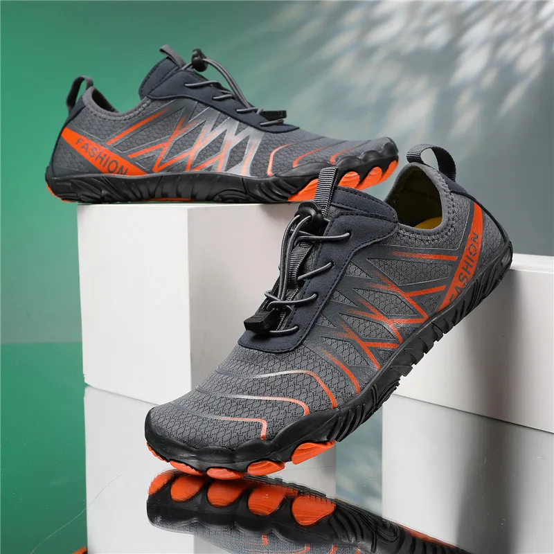 New Men's Wide Barefoot Mesh Sneaker Fashion Slip On Flats Soft Zero Drop Sole Wider Toe Light Weight Fashion Sneakes Large Size