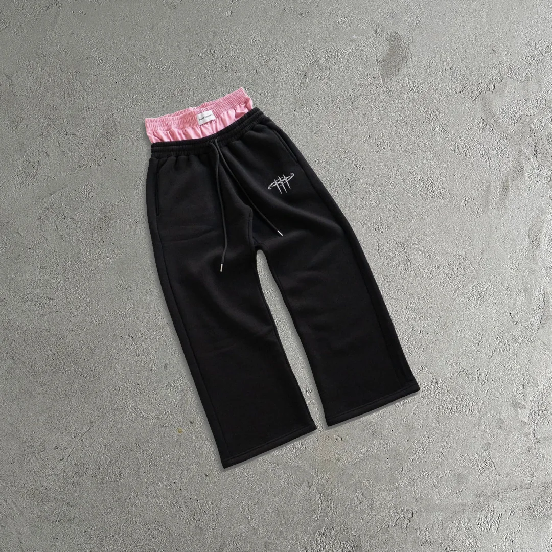 Pantaloni sanitari in due pezzi finti da donna alla moda americani retrò Street Hip Hop larghi a doppia vita