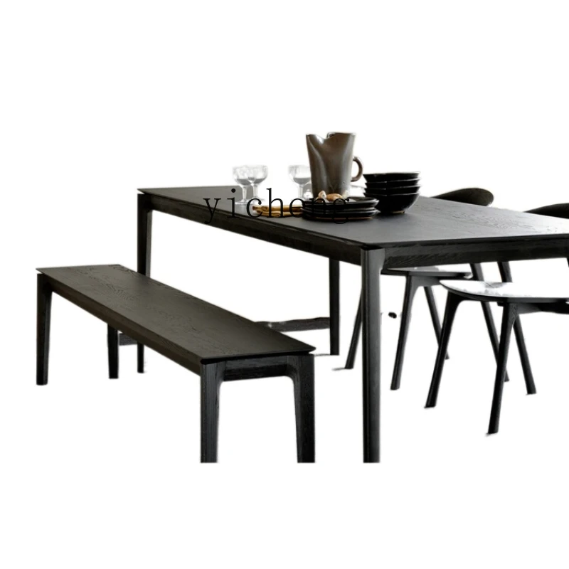 

YY Dining Table Oak Solid Wood Bok Black French Smoked Table Desk