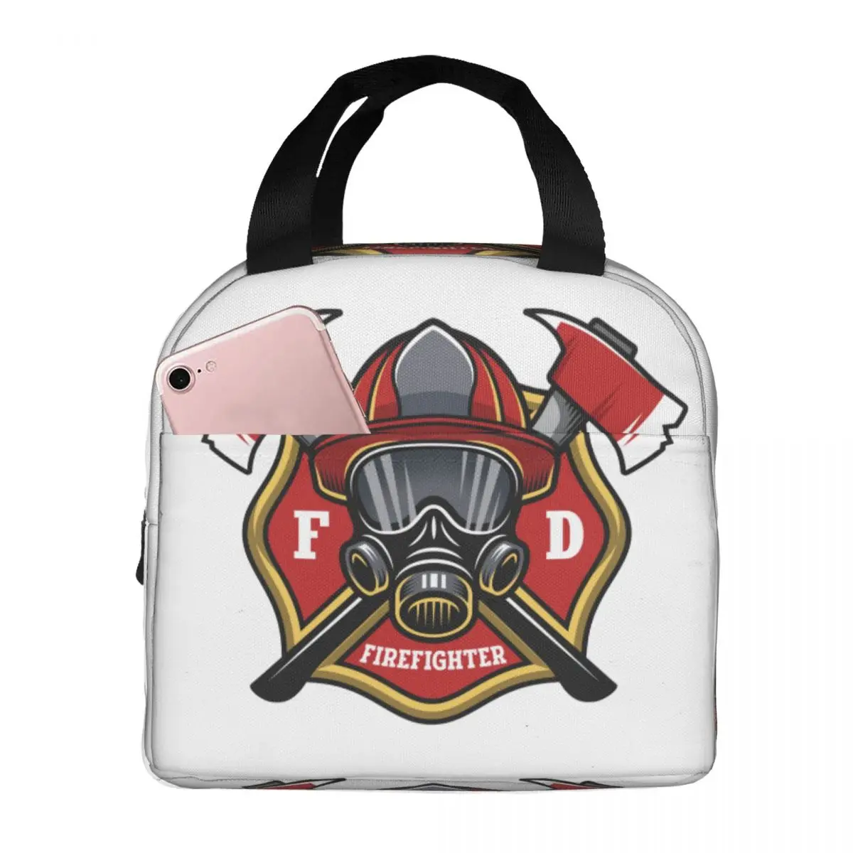 Fire Rescue Firefighter Insulated Lunch Tote Bag for Women Resuable Cooler Thermal Bento Box Work School Travel