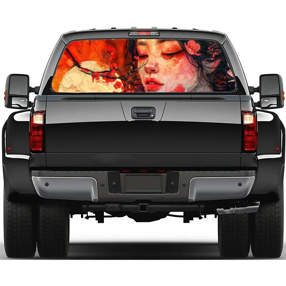 

Прозрачная виниловая наклейка на заднее стекло автомобиля, с цветочным принтом «Ночная Луна» Geisha