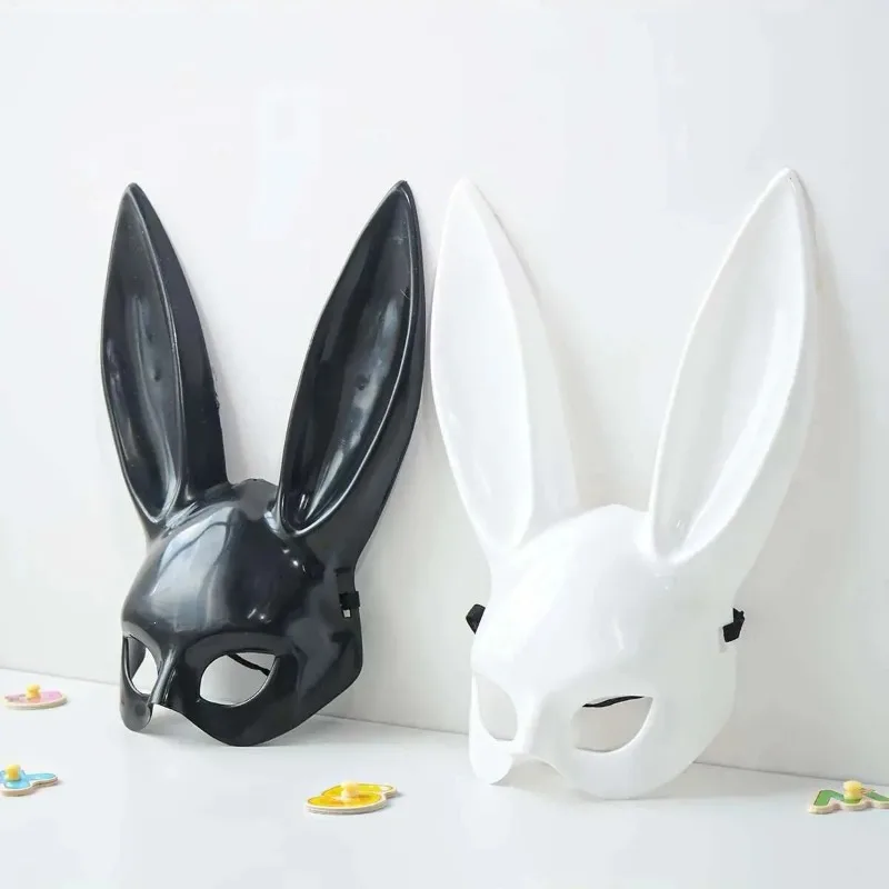 

Black White Rabbit Mask Halloween Party Decoration Party Long Ears Rabbit Bunny Mask Costume Cosplay