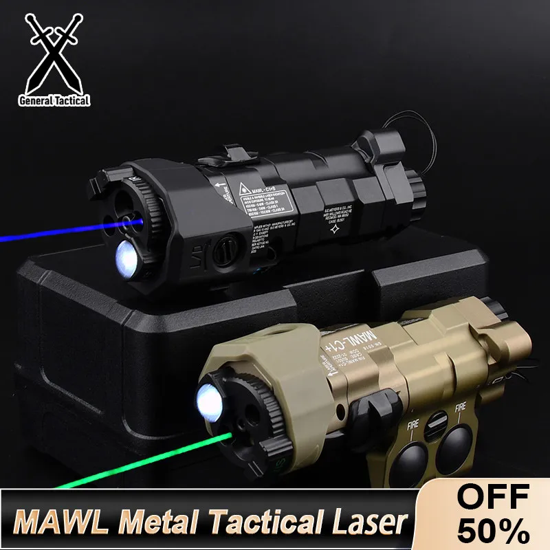 New Upgraded MAWL-C1 Tactical Airsoft All Metal CNC LED Aiming MAWL Red Dot Green Blue Hunting Weapon Lights IR Laser