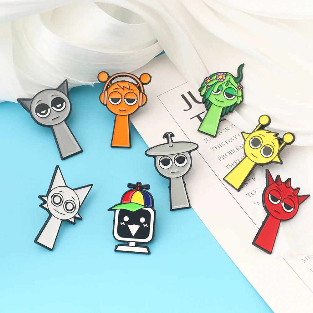 

8pcs/set Game Sprunki Enamel Pin Cartoon Brooches For Women Lapel Pins Badge on Backpack Costume Accessories Gifts for Friends