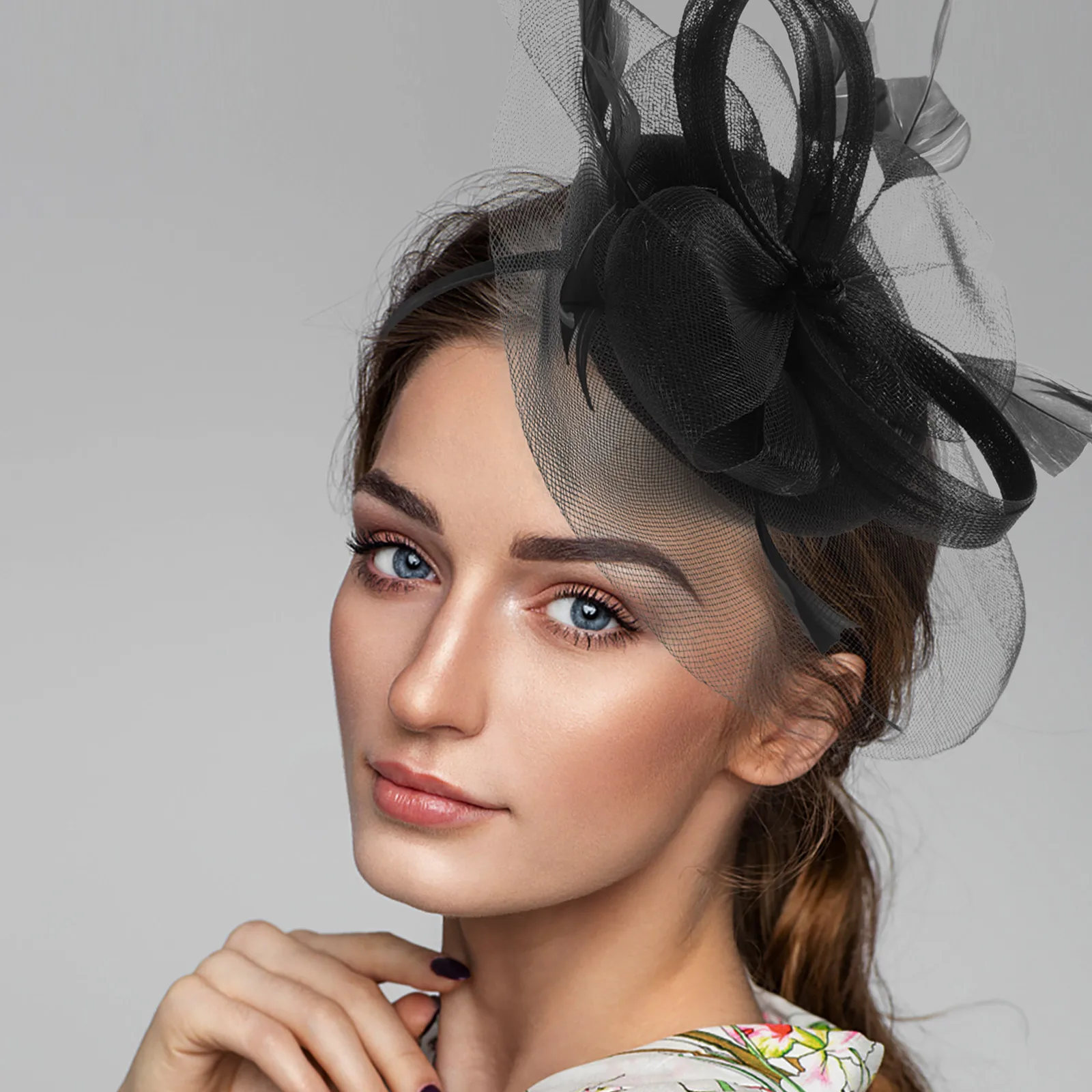 

Fancy Hairband Women Gauze Black Silk Fascinator Headband Tea Tea Party Headband Party Wedding Banquet Hair Decor