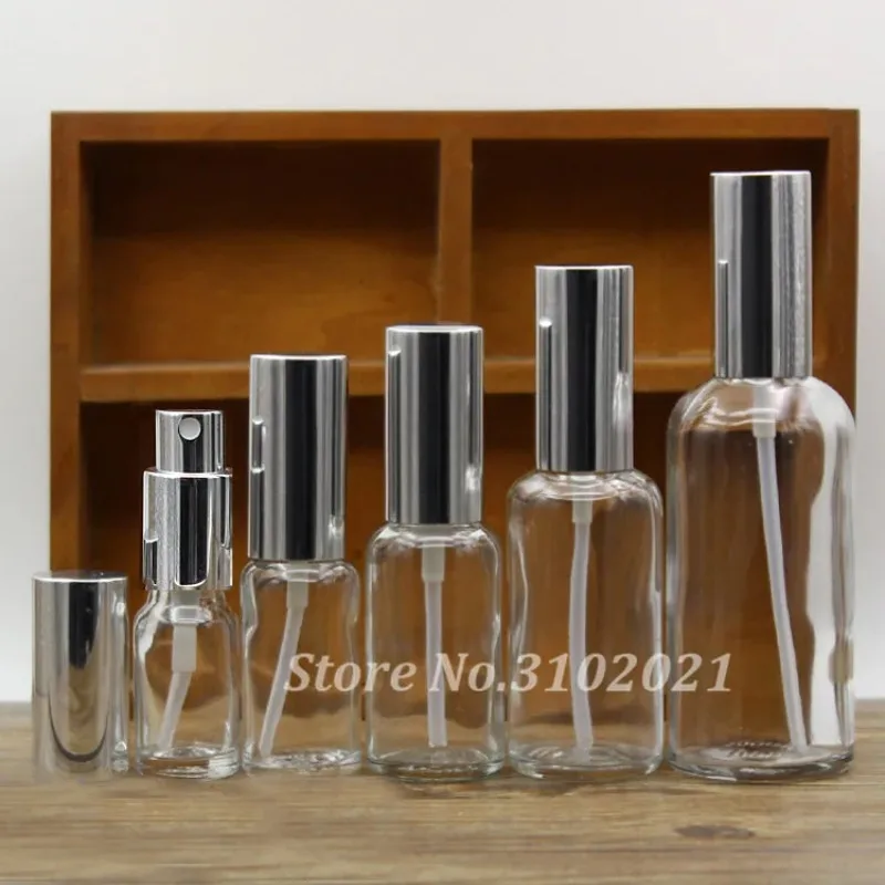 2/10pcs 5/10/15/20/30/50/100ml Empty Clear/Amber Glass Essential Oil Perfume Bottle with sprayer/lotion pump glass spray bottle