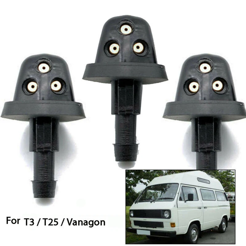 

3pcs Car Windscreens Washer Jets For T25 T3 Vanagon Front Rear Windshield Washer Jet Nozzles Triple Washers Car Accessories