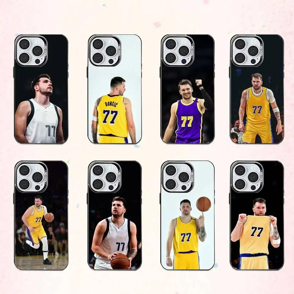 

basketball Luka Doncic 77 Phone Case For iPhone17,16,15,14,13,12,11 Plus,Pro Max Colored Silver Plated Inside Cover