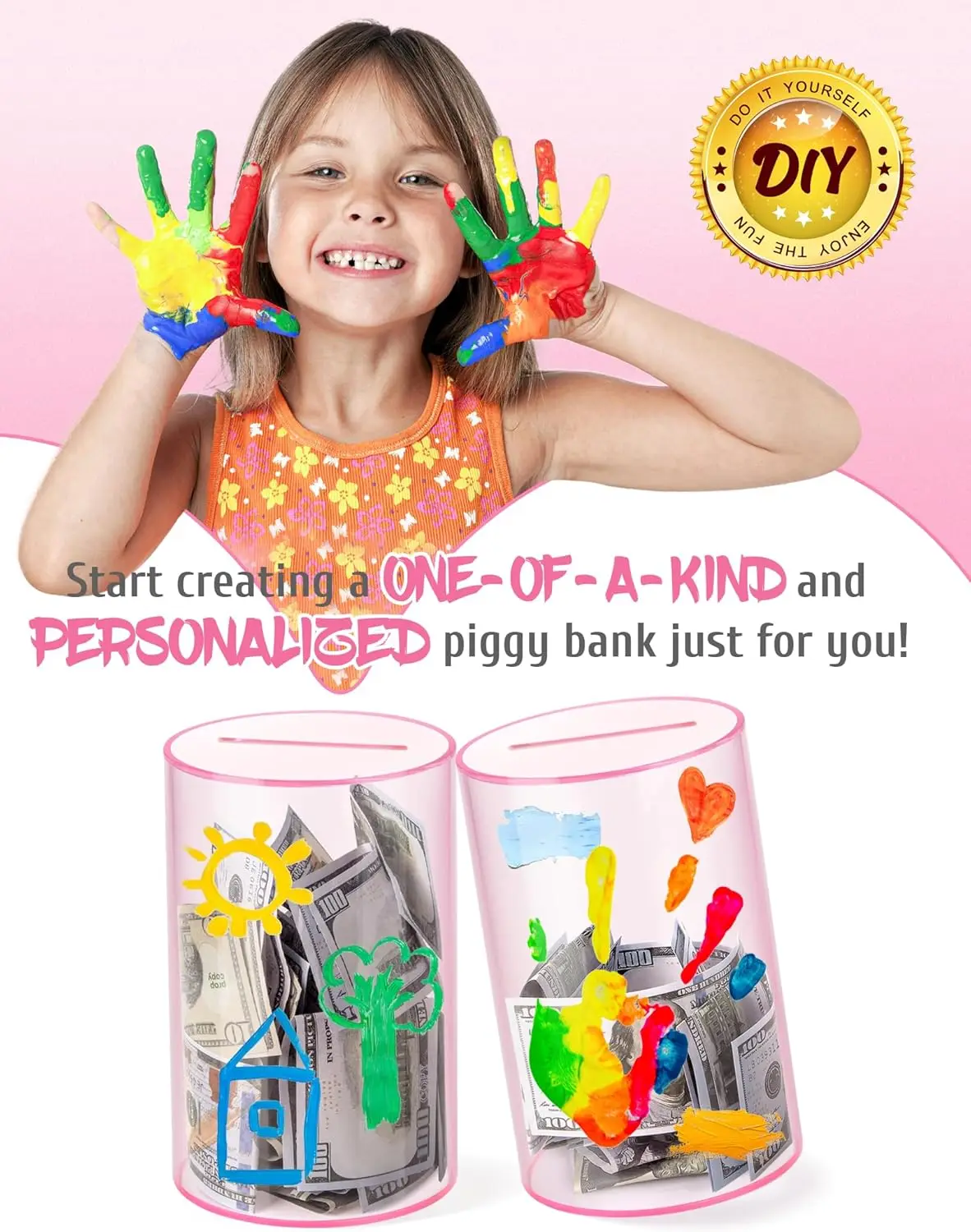 Acrylic money box that only accepts money and does not dispense it. Desktop decoration. Holiday gift.