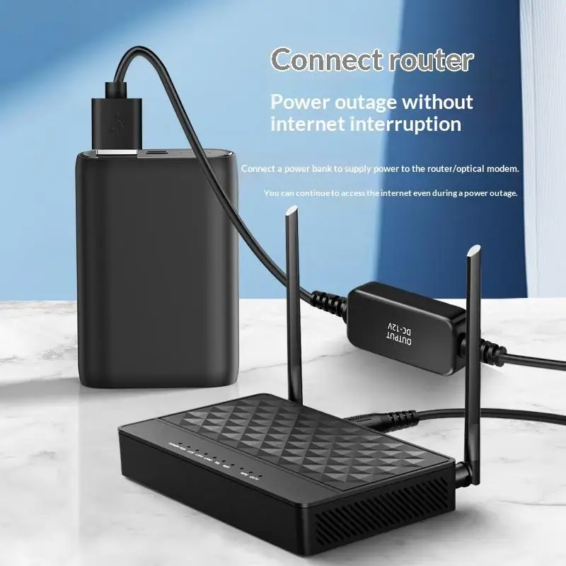 WiFi To Powerbank Cable Connector 5V To 12V USB Converter Cord For WiFi Router Fan Speaker