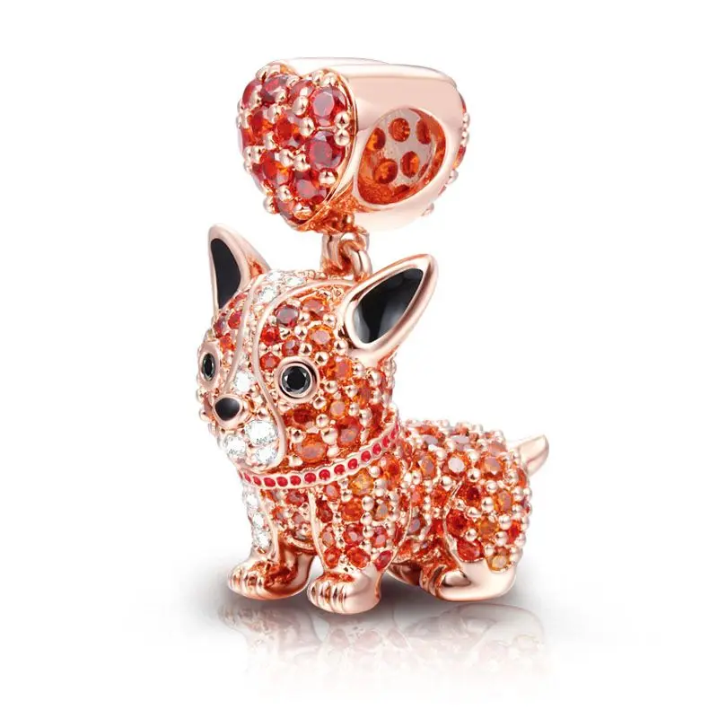 New 925 Sterling Silvering Rose Gold Fox Tortoise Charm of ley 925 Chain Beaded Fit Original Pandora Bracelet DIY Ladies Jewelry