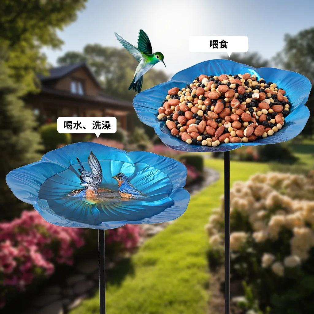 

Zml outdoor bird feeder - vintage iron art feeder, garden patio decorative ground stake ornament