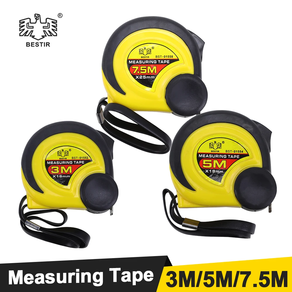 BESTIR Measuring Tape 3m 5m 7.5m Retractable Anti-fall Metric Inches Dual Side Steel Ruler Length Measuring Tool Portable Tape