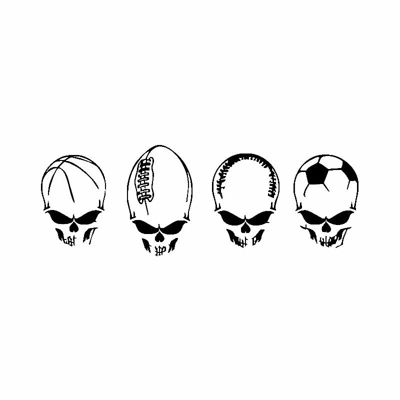 

Skeleton Skull Sports Football Decals High Quality Car Decoration Personality Pvc Waterproof Decals Black/white, 18cm*6cm