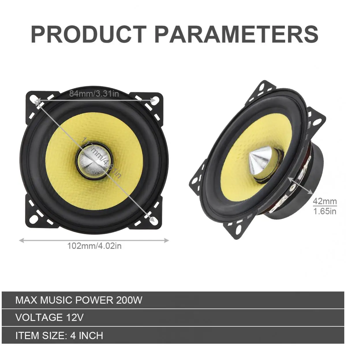 1Piece 4 Inch 200W Universal Car HiFi Coaxial Speaker Vehicle Door Auto Audio Music Stereo Full Range Frequency Speakers