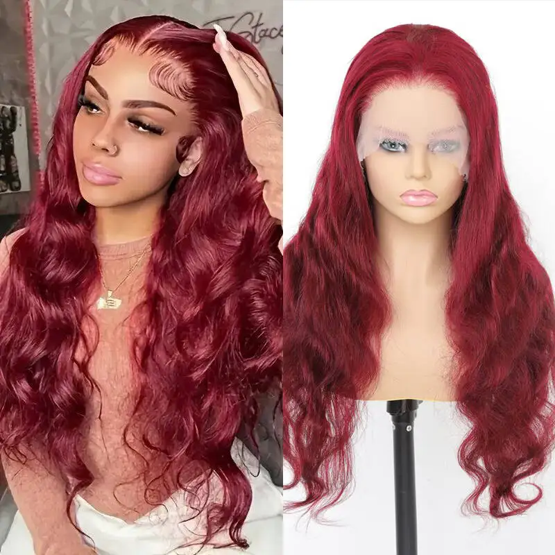 

30Inch 99J Burgundy Lace Front Wigs Human Hair 13x4 HD Transparent Body Wave Lace Front Wigs Human Hair PrePlucked 99j Burgundry