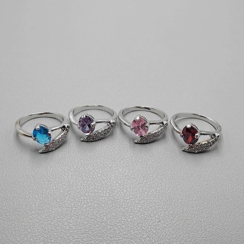 

Модное массивное стеклянное кольцо для женщин с цирконием, без карточки, простое, стильное, для повседневной носки, ювелирный аксессуар