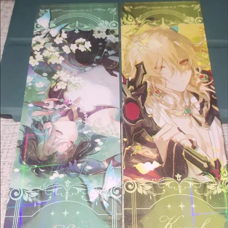 Game Game Impact Beautiful Painting HD Laser Paper Double-sided Gilded Bookmark Postcard for Fans Gifts Collections Book Page