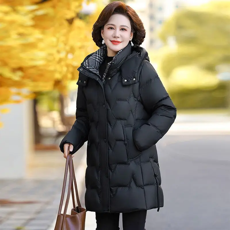 Winter New Women's Down Jacket Commuter Splicing Embroidered Slimming Oversized Jacket