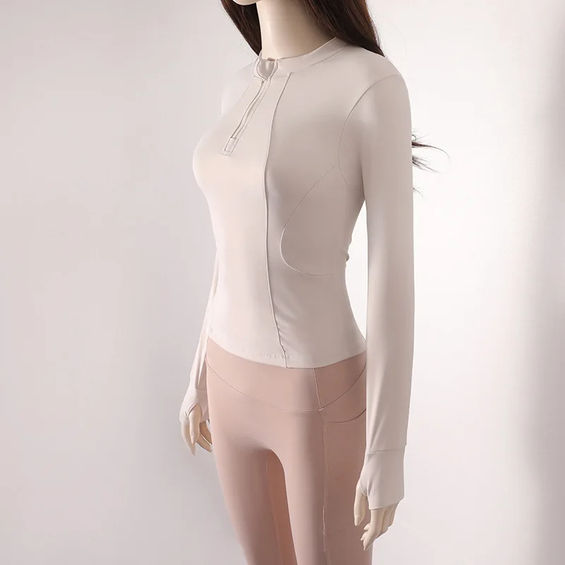 

Женская спортивная кофта с короткой молнией для йоги, быстросохнущая, приятная к телу, для пилатеса, бега, тренировок и фитнеса