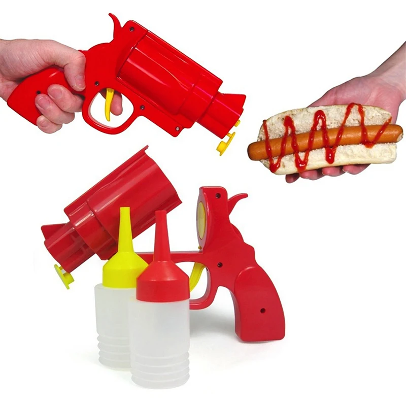 1PC Kitchen Creative Gun Seasoning Bottle Plastic Sauce Bottle Condiment Dispenser Ketchup Mustard Sauce Jar Cooking Tools