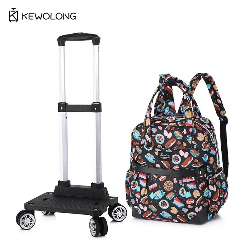 折りたたみ式トロリーバックパック オックスフォードモード トラベルバッグ 軽量機内持ち込み荷物 360度回転 °   ホイールと隠しストラップ