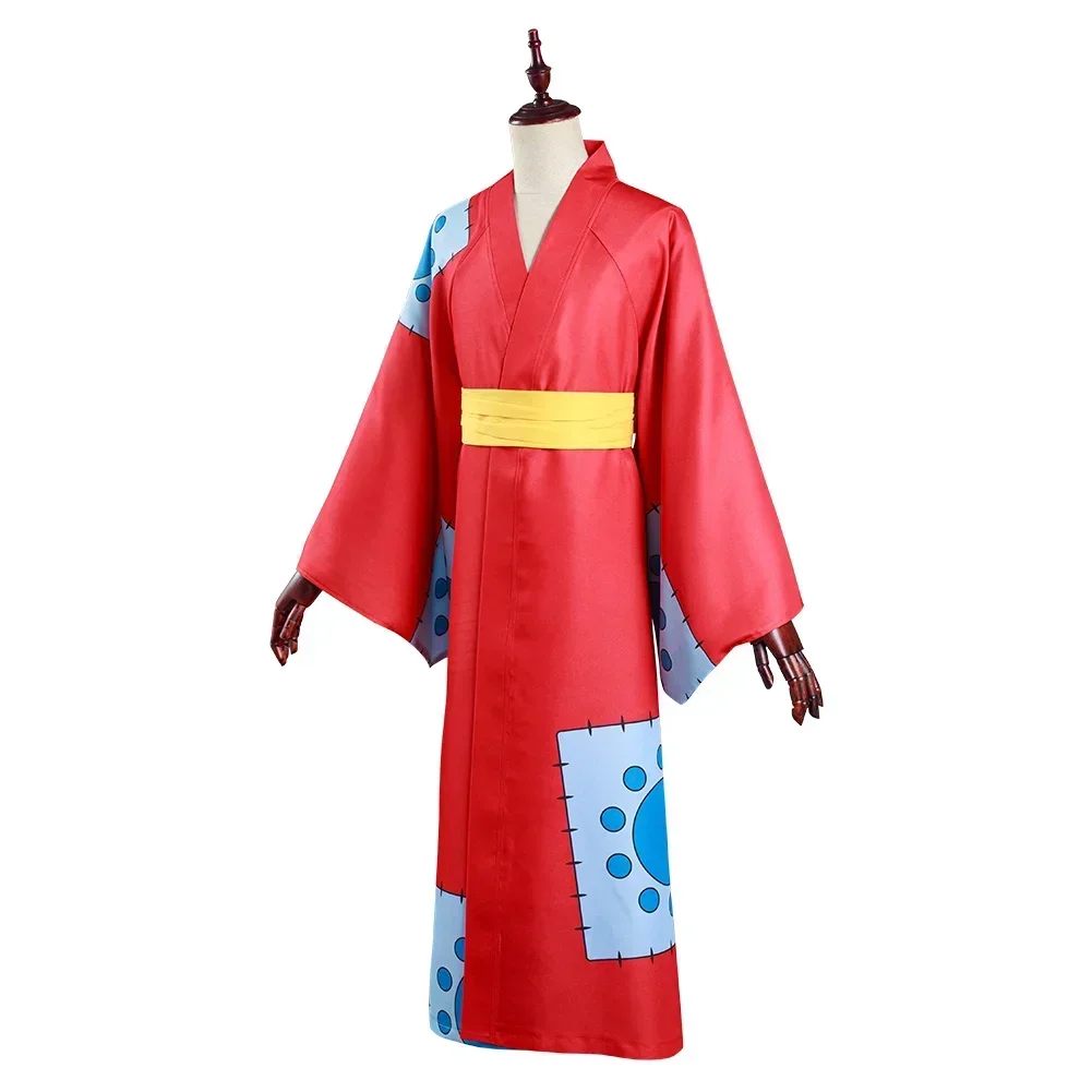 Mono D Luffy Wano Country Arc Cosplay traje con capucha Kimono Yukata traje Aangepaste disfraces de Halloween