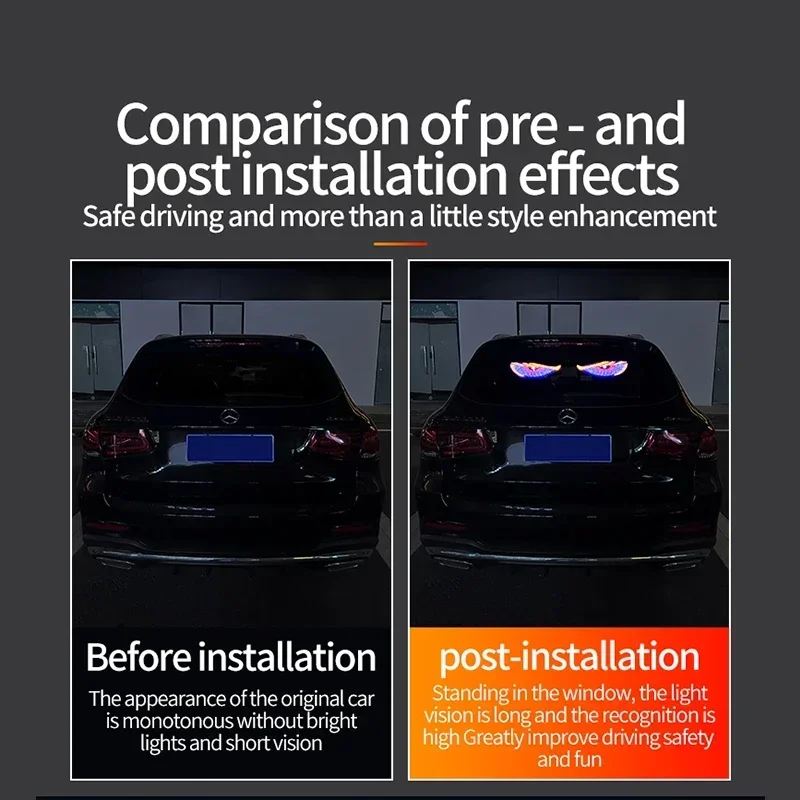 LED Eyes Light Devil‘s Eyes Vehicle Signal Lights USB Plug-in Matrix Panel Warning Strobe Lamp Auto Windshield Accessories Decor