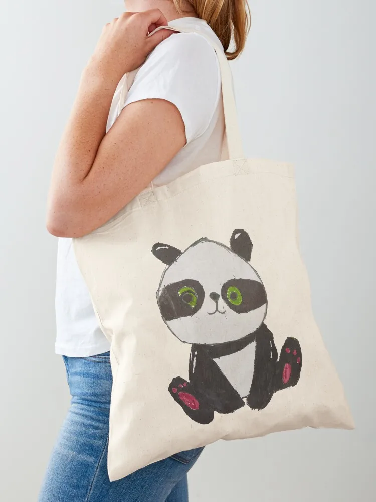 الباندا - حقيبة حمل برسومات كرتونية لطيفة للأطفال حقيبة قماش للنساء حقيبة حمل للرجال حقيبة صديقة للبيئة كيس صب فام
