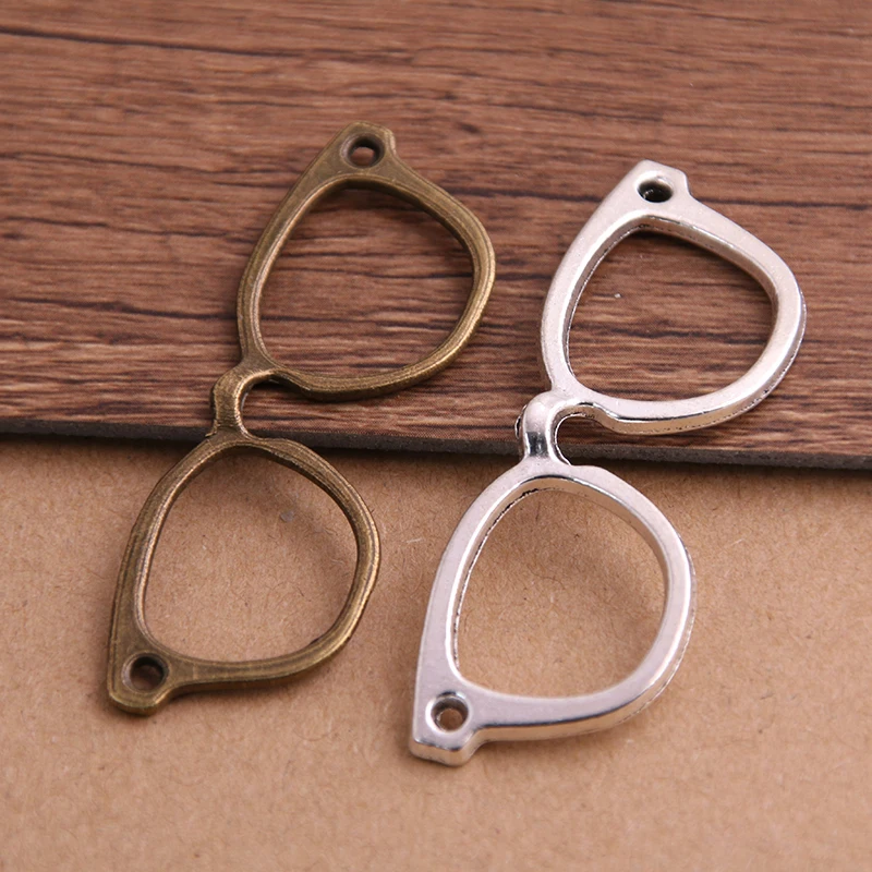 8PCS 19*55mm Tibetan Two Color Glasses Connectors Charms Pendants for Jewelry Making DIY Handmade Craft