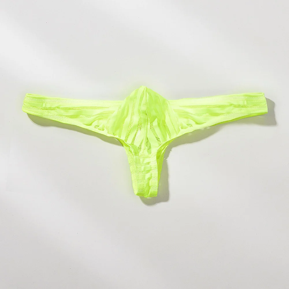 

Sexy Briefs Mens See Through Lingerie Stripes Breathable Underwear Quick Dry Underpants Man Panties Low Rise Thongs G-String