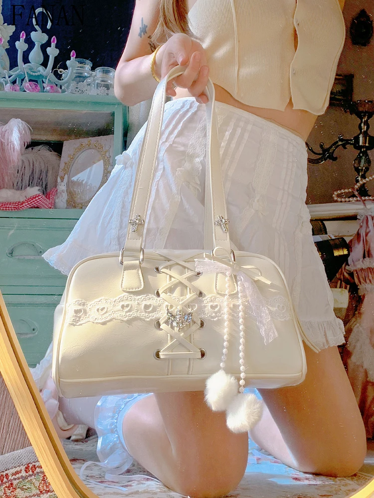 

Lolita Style Women's Handbags Elegant Handheld Single Shoulder Bag Cross Casual Handbag Versatile Lady Bags 2025 New