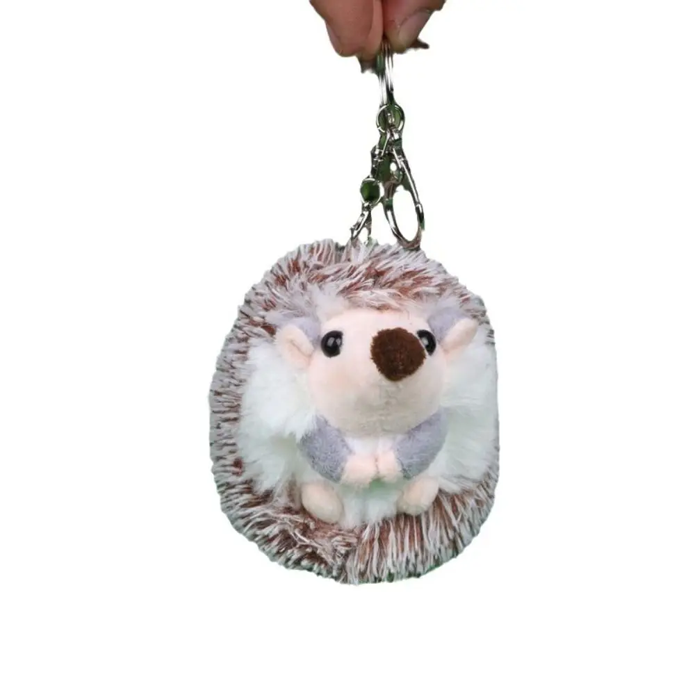 Cute Hedgehog Pattern Hedgehog Keychain Stuffed Animals Toys Flannel Bag Pendant Keyring Handbag Keyring Alloy Stuffed Keychain