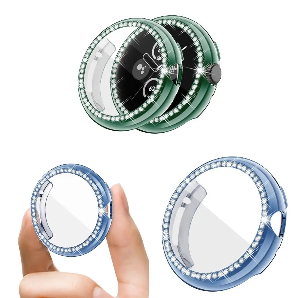 Watch Cover Silicone Case Scratchproof Full Coverage Housing Diamond Bezel Protector Bumper Shell