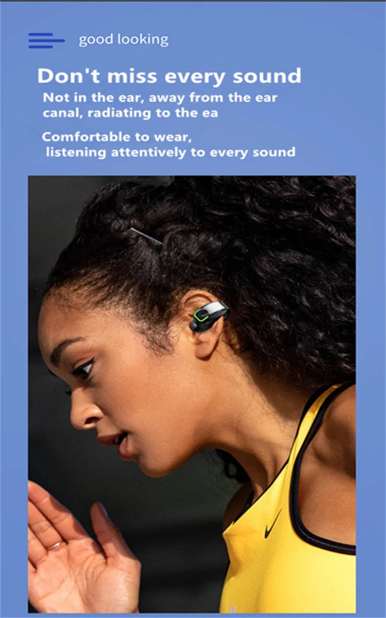 STTKGZD Earphone Clip Wireless Bluetooth Headphone Bone Conduction Headset High Quality TWS Auriculares Sport Noise Canceling S4c02079e94c04c30a6e6b5c9e46393fap