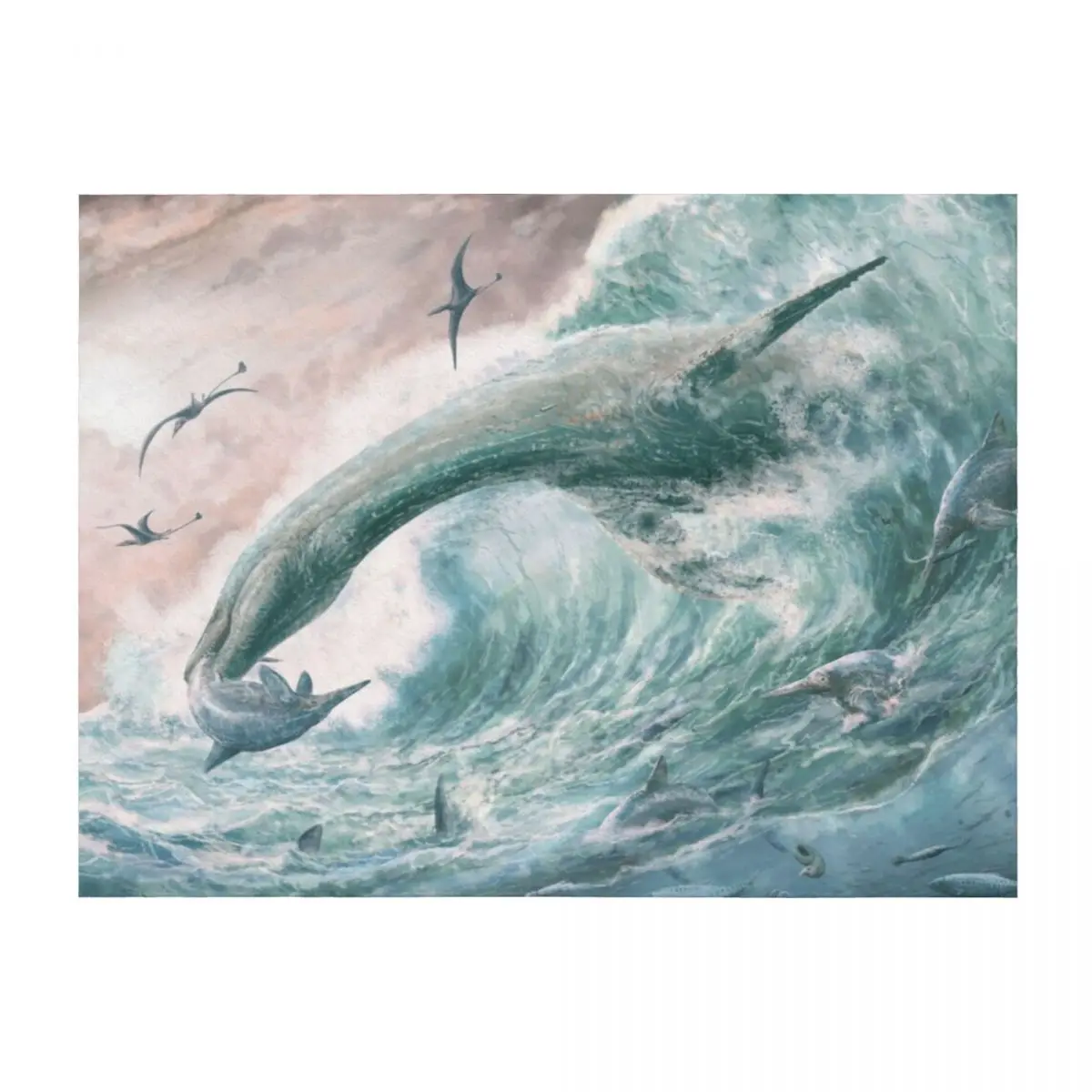 

Jurassic marine scene Throw Blanket Baby Plush Retros Soft Big Blankets