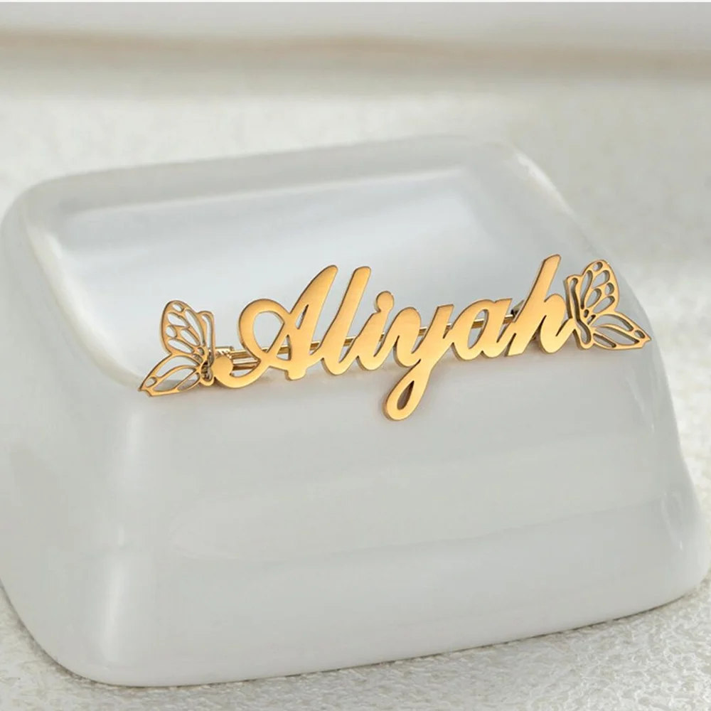 Personalized Hollow Butterfly Wing Brooch, Customizable with Fun Fonts and Names, Suitable for Holiday Gifts.