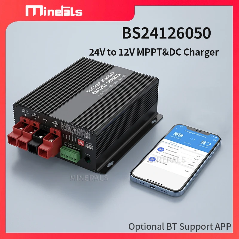

BS24126050 24V to 12V 60A Booster DC&MPPT DC To DC Charger 50A MPPT Controller Solar Energy Battery charger support BT LCD