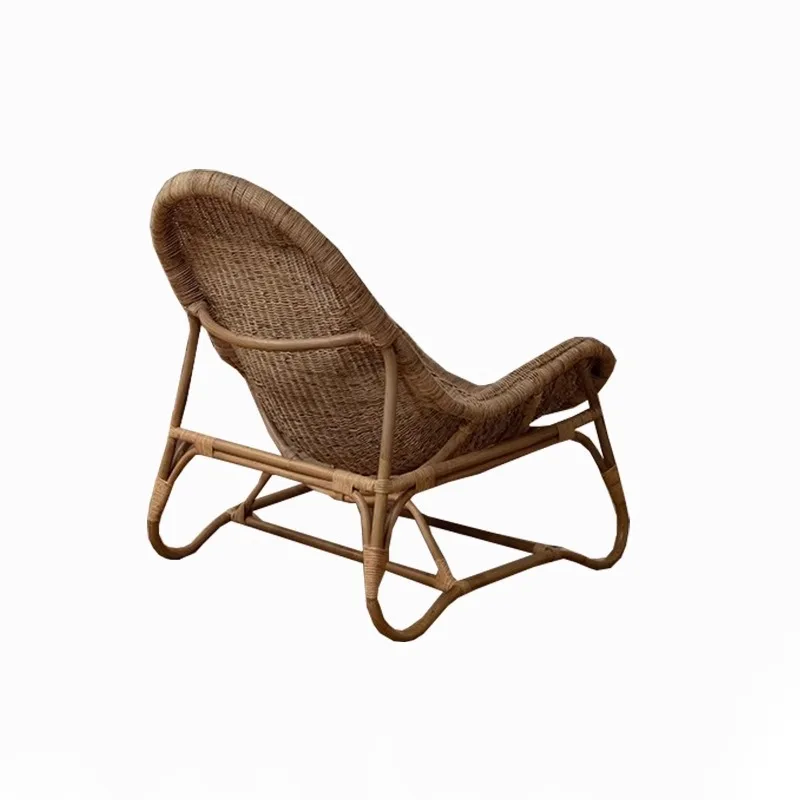 Wabi-sabi retro wind real vine sofa chair, designer casual single balcony rattan reclining chair, medieval reclining chair