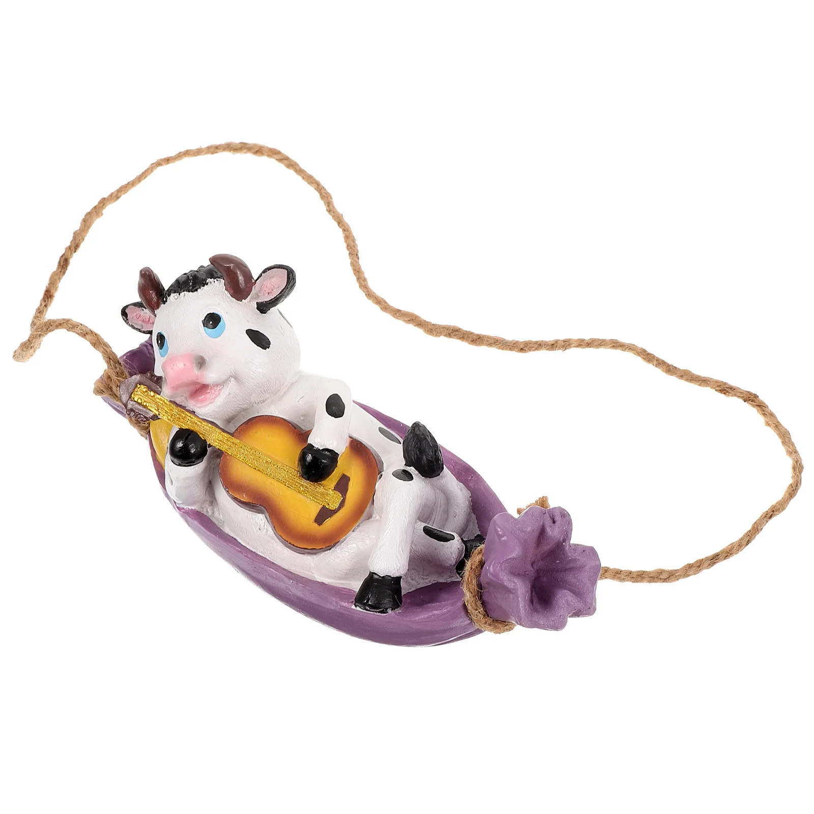 

Cow Playing Guitar Swing Decoration Hanging Garden Ornament Resin Craft Yard Statue Garden Home Decor