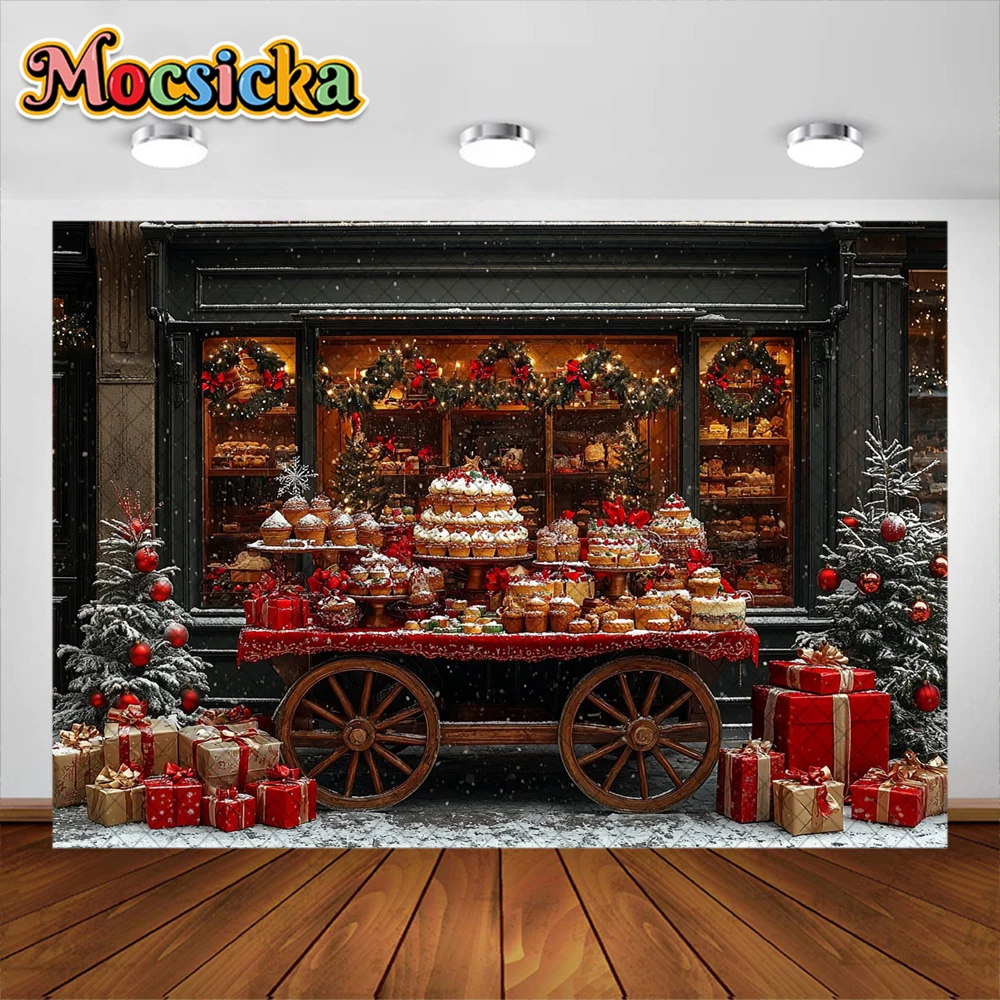 겨울 크리스마스 사진 배경 크리스마스 상점 선물 장식, 어린이 휴일 초상화 사진 배경, 스튜디오 소품 배너