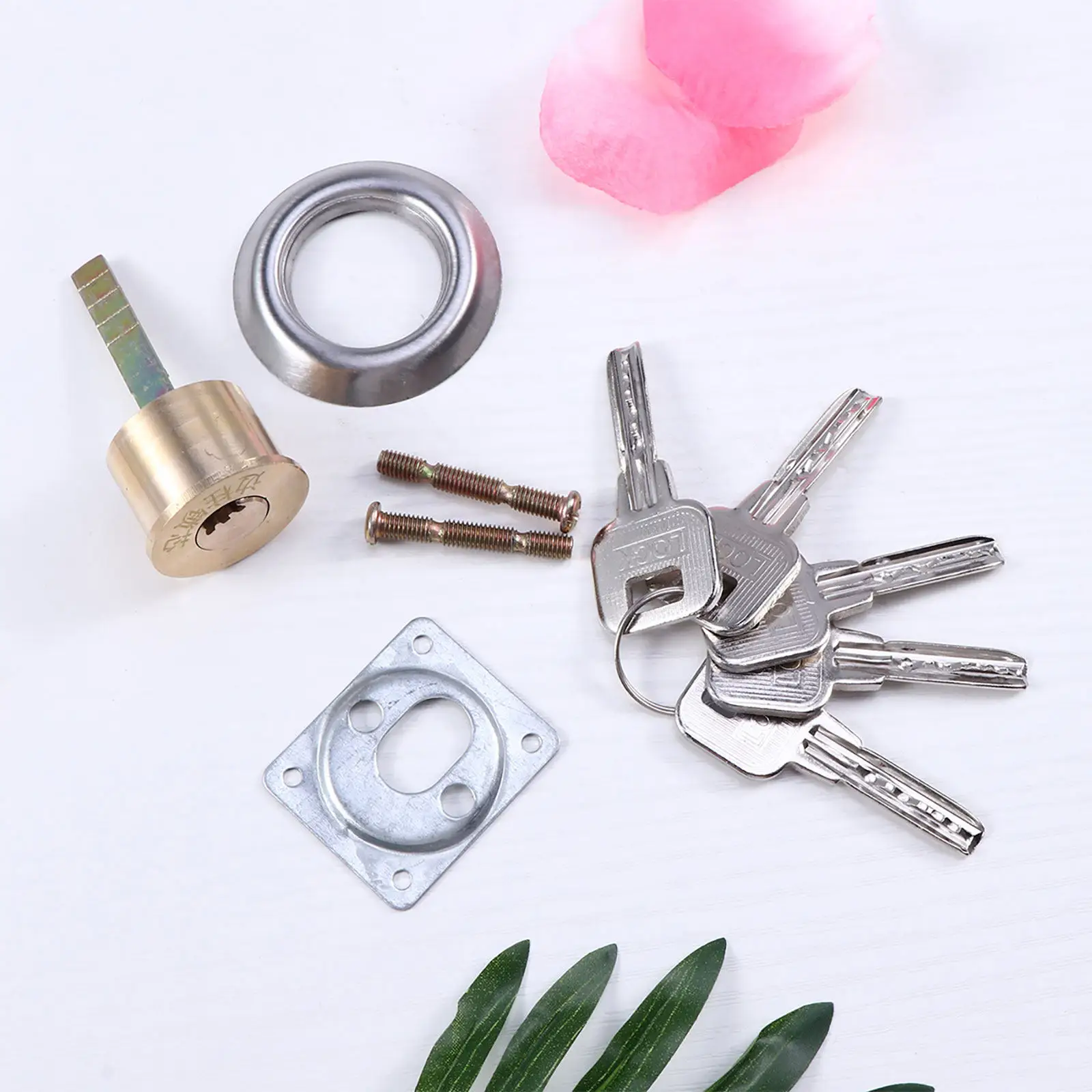 Solid Brass Rim Cylinder Lock Replacement Fits Majority Nightlatch Front Door Locks Includes Trim Ring Mounting Plate Screws