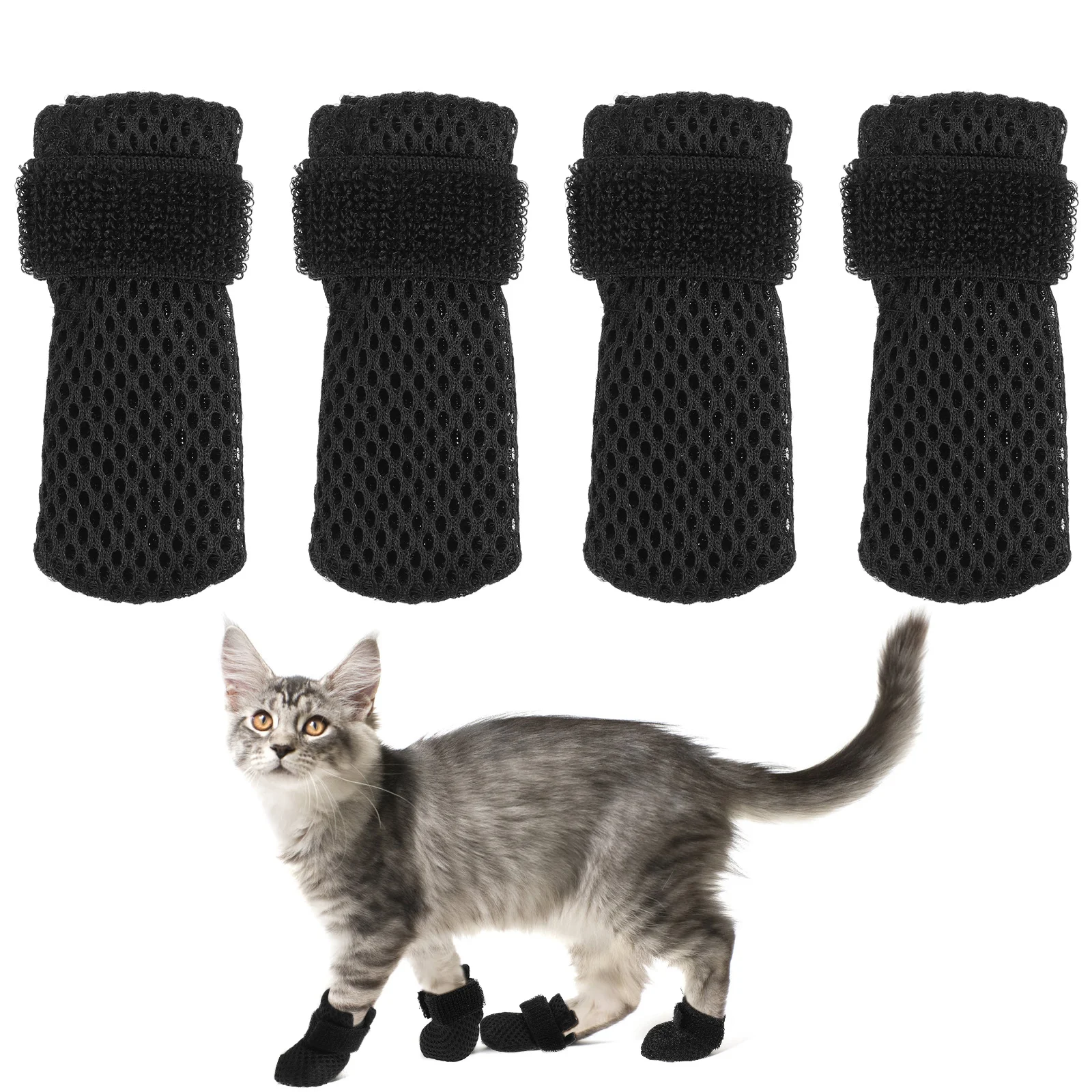 

4Pcs Cat Nail Caps for Scratching Covers Reusable Claw Protectors for Indoor Cats Cute Socks for Feline Comfort